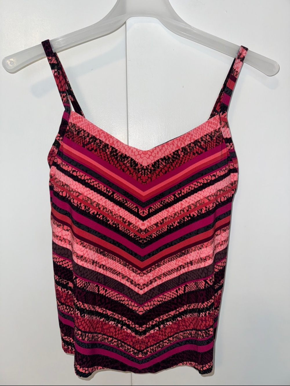 AQUA GREEN Tankini Top Swim Top Pink Chevron Print Women’s Small S - Picture 2 of 8